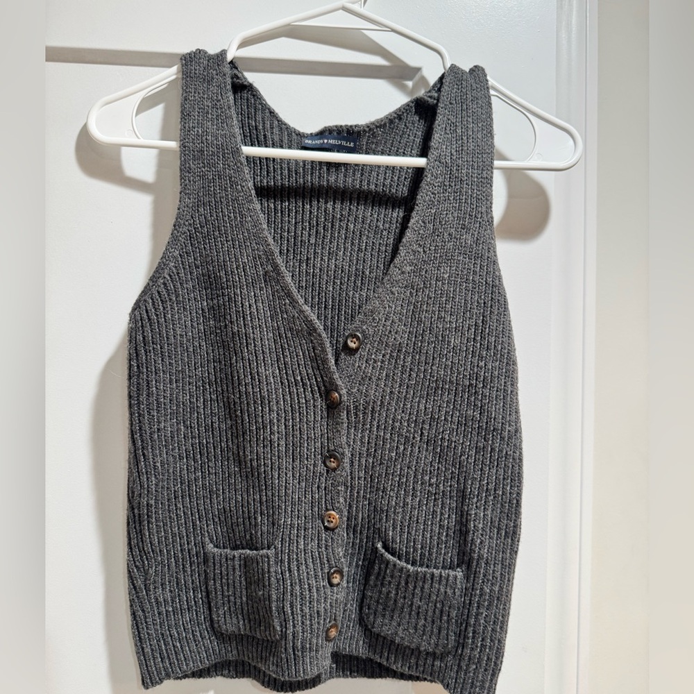 Brandy Melville Charcoal V-Neck Sweater Vest